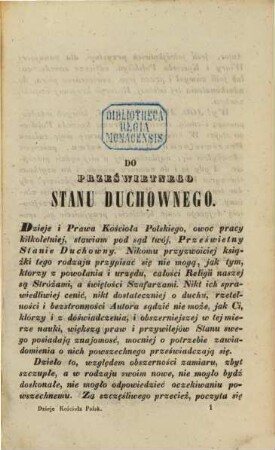 Dzieje i Prawa Kościoła Polskiego, przez Teodora Ostrowskiego S. P. Krótko zebrane : Powtórnie przedrukowane, 1