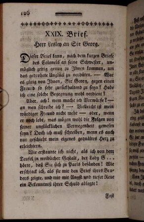 XXIX. Brief. Herr Lesley an Sir Georg.