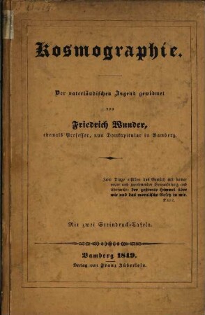 Kosmographie : der vaterländischen Jugend gewidmet