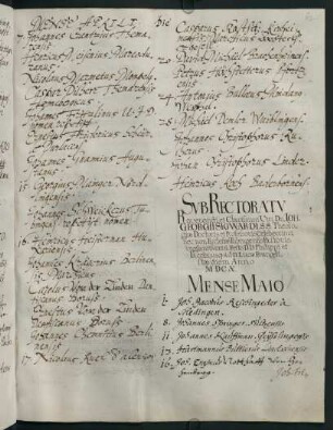 Sommerhalbjahr 1610. Rektorat Johann Georg Sigwart