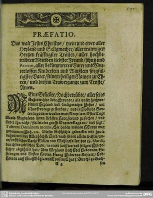 Leichenpredigt : Christliche LeichPredigt. Praefatio. Textus. Propositio. Explicatio