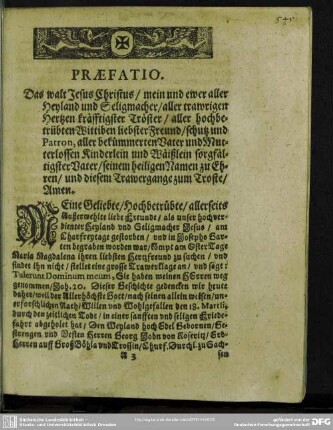 Leichenpredigt : Christliche LeichPredigt. Praefatio. Textus. Propositio. Explicatio