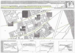 Entwicklungsperspektive für Großziethen Schinkelwettbewerb 1997: Lageplan 1:2000, perspektivische Ansichten