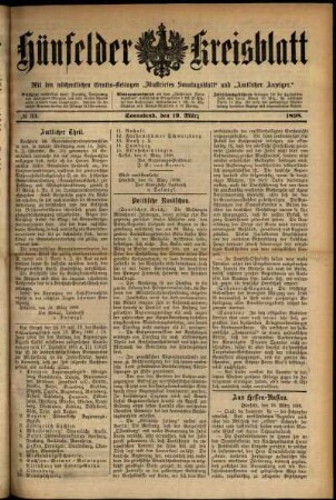 Ausgabe vom Samstag, den 19. März 1898.
