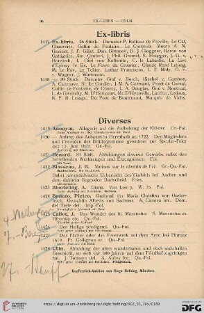 Diverses (Nr. 1419 - 1456)
