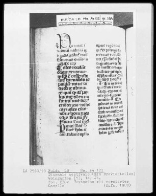 Diurnale aestivale mit Brevierteilen — ---, Folio 238versoZierinitiale