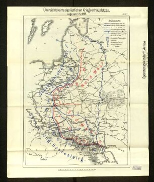 Karte 1. Übersichtskarte des östlichen Kriegsschauplatzes. Lage am 1.5.1915.