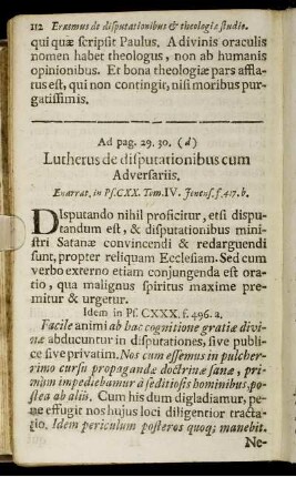 Lutherus de disputationibus cum Adversariis.
