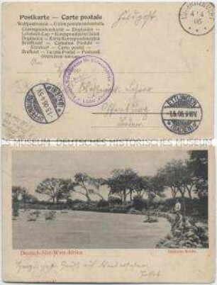 Kolonialsoldaten am Ufer des Omaruru-Flusses