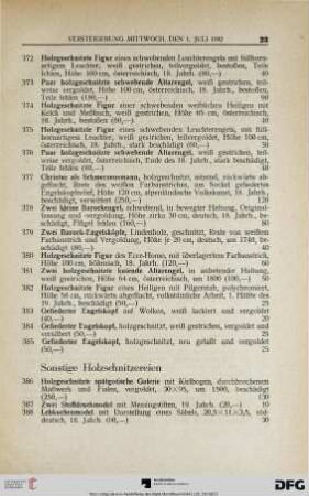 Sonstige Holzschnitzereien (Nr. 386-390)