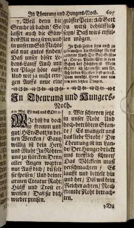 In Theurung und Hungers-Noth. - Vom Menschlichen Elend.