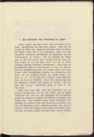 I. Das Bedürfnis einer Erziehung des Auges.