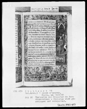 Lateinisches Stundenbuch (Livre d'heures) — Verspottung Christi, Folio 95recto