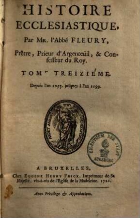 Histoire Ecclesiastique, 13. Depuis l'an 1053 jusques à l'an 1099