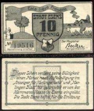 Esens, Notgeld 10 Pfennig