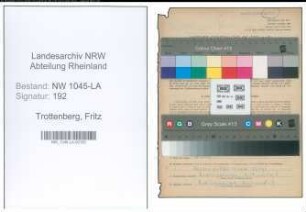 Entnazifizierung Fritz Trottenberg , geb. 24.12.1896 (Beamter)