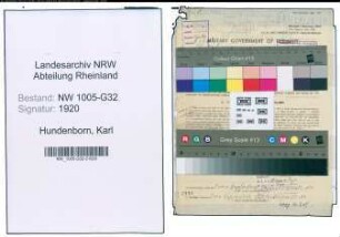 Entnazifizierung Karl Hundenborn , geb. 23.11.1894 (Sprengmeister)
