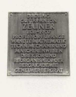 Gedenktafel für Gustav Anton Zeuner