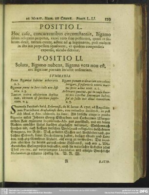 Positio LI. Soluta, Bigamo nubens, Bigama vera non est, nec Bigamiae poenam incurrit ordinariam