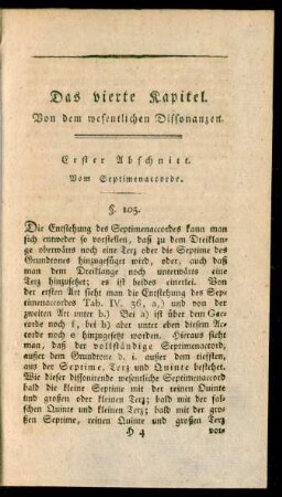 Das vierte Kapitel. Von dem wesentlichen Dissonanzen