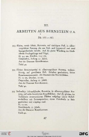 XII. Arbeiten aus Bernstein u.a. (Nr. 353-361)