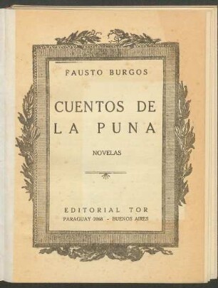 Cuentos de la puna : novelas
