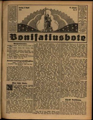 Erste Ausgabe vom Sonntag, den 06. August 1933.