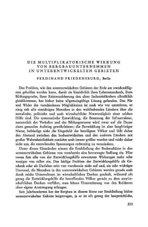 Die multiplikatorische Wirkung von Bergbauunternehmen in unterentwickelten Gebieten