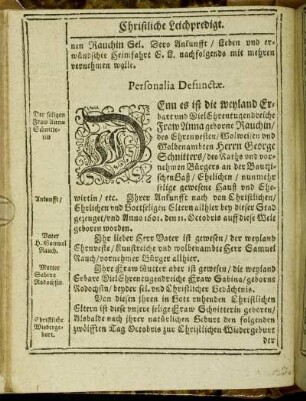 Personalia Defunctæ.