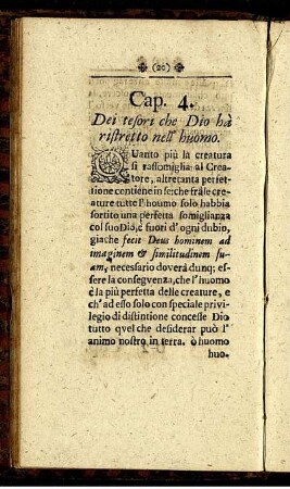 Cap. 4. Dei tesori che Dio hà ristretto nell' huomo.