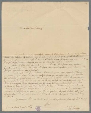 Justus von Liebig (1803-1873), Nachlass: Brief von Philipp Zöller an Justus von Liebig - BSB Liebigiana II.B. Zöller, Philipp