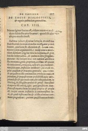 De Locis Dialecticis, & regulis quibusdam generalibus. Cap. IIII.