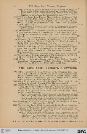 VIII. Jagd, Sport, Turniere, Flugwesen (Nr. 1494 - 1551)