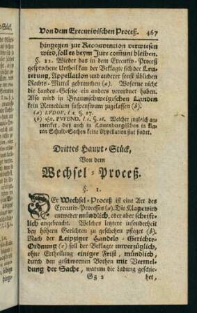 467-494, Drittes Haupt-Stück, von dem Wechsel-Proceß