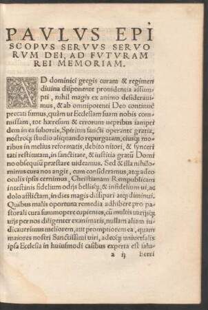 Paulus Episcopus Servus Servorum Dei, Ad Futuram Rei Memoriam.