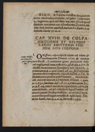 Cap. XVIII. De Culpa Omissionis Et Reliquis Causis Amittendi Feudum Non Culposis.