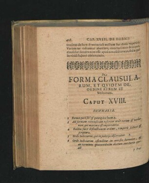 Caput XVIII. De Forma Clausularum, Et Quidem Deordine Rerum et Verborum.