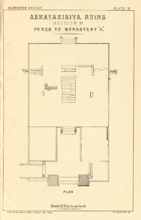 Plate VI. Abhayagiriya ruins. Section III. Porch to monastery "K". Plan.