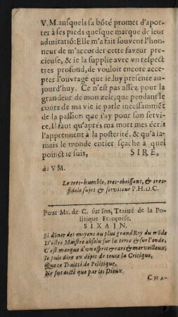Pour Mr. de C. sur son, Traitté de la Politique Francoise.