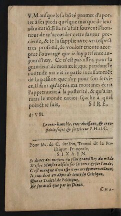 Pour Mr. de C. sur son, Traitté de la Politique Francoise.