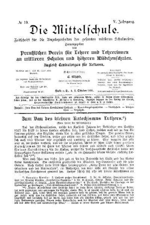 Zum Bau des kleinen Katechismus Luthers