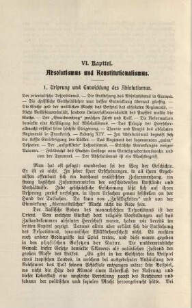 VI. Kapitel. Absolutismus und Konstitutionalismus.
