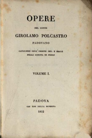 Opere del Conte Girolamo Polcastro, 1