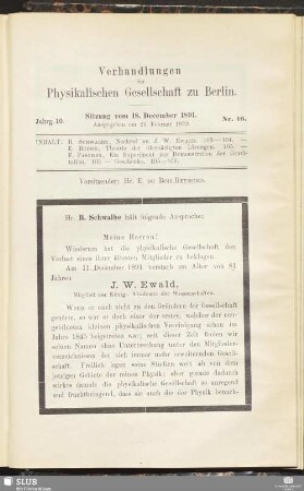 Nr. 16. Sitzung vom 18. December 1891