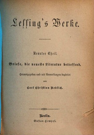 Lessing's Werke. 9