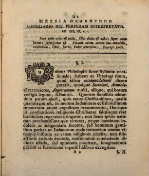 De Messia theanthrōpō, consiliario Dei perperam interpretatio, ad Iesaiae C. IX, 5