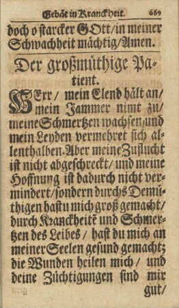 Der großmüthige Patient.
