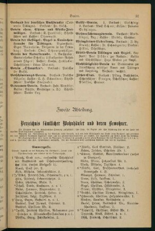 31-83, Zweite Abteilung. Verzeichnis sämtlicher Wohnhäuser und deren Bewohner.