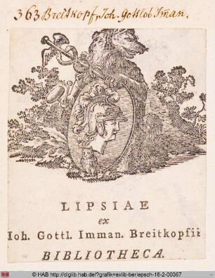 Exlibris des Johann Gottlob Immanuel Breitkopf