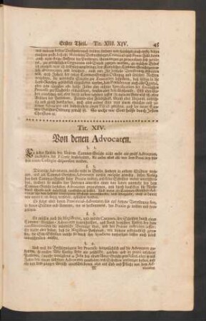 Tit. XIV. Von denen Advocaten.